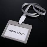 Horizontal Plastic badge holder with lanyard