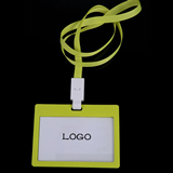 Horizontal Plastic badge holder with lanyard