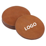 Single Brown Leather Coaster